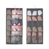 STOIQE Dual Sided Wall Closet Hanging Organizer Storage with Mesh Pockets for Underwear/Bra/Underpants/Socks with Metal Hook Wardrobe Storage Bags/Cloth Space Saver (Gray) view 1