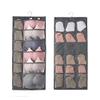 STOIQE Dual Sided Wall Closet Hanging Organizer Storage with Mesh Pockets for Underwear/Bra/Underpants/Socks with Metal Hook Wardrobe Storage Bags/Cloth Space Saver (Gray) view 3