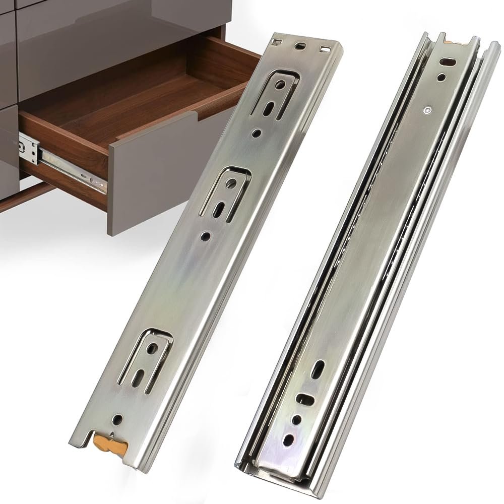 Volo Mild Steel Heavy Duty Telescopic Slide/Drawer Channel - 18 inches (Silver)