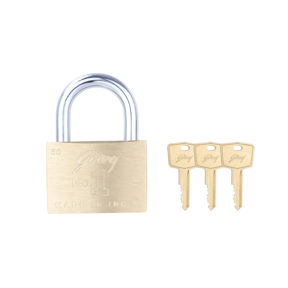 Godrej Pad Lock I Pin Cylinder 60 mm I 3 Keys I Padlock for Main Door I Lock for Tool Box, Shutters, Shops & Offices I Corrosion Resistant Shackle I Solid Brass Padlock | 1 Year Warranty