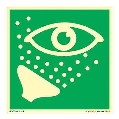 buysafetyposters.com - Emergency Wash Your Eye - Glow In Dark Eco Vinyl Sticker - (300 mm X 300 mm, Multicolor)