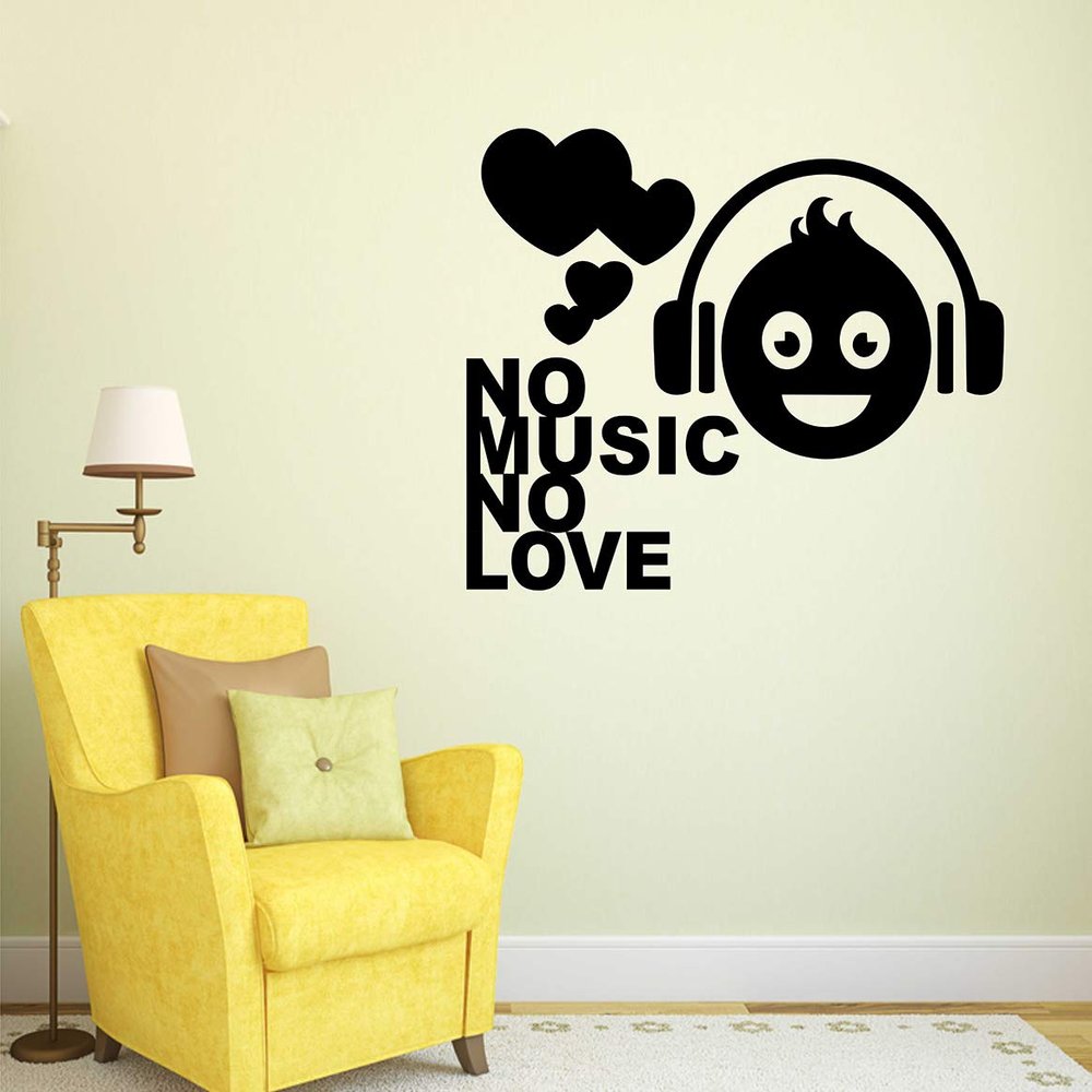 Littlebuds No Music No Love Medium Vinyl Wallsticker(80 cm x 60 cm)