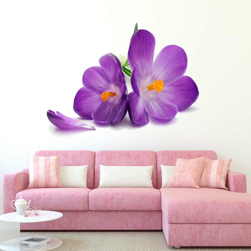 Littlebuds Flowers Violet Medium Vinyl Wallsticker(80 cm x 50 cm)