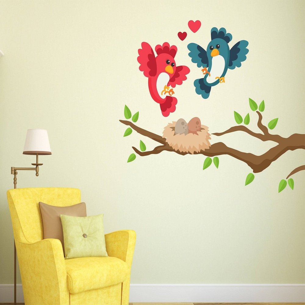 Littlebuds Love Birds Medium Vinyl Wallsticker(65 cm x 80 cm)