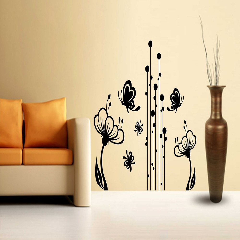 Littlebuds Flowers Medium Vinyl Wallsticker(80 cm x 100 cm)