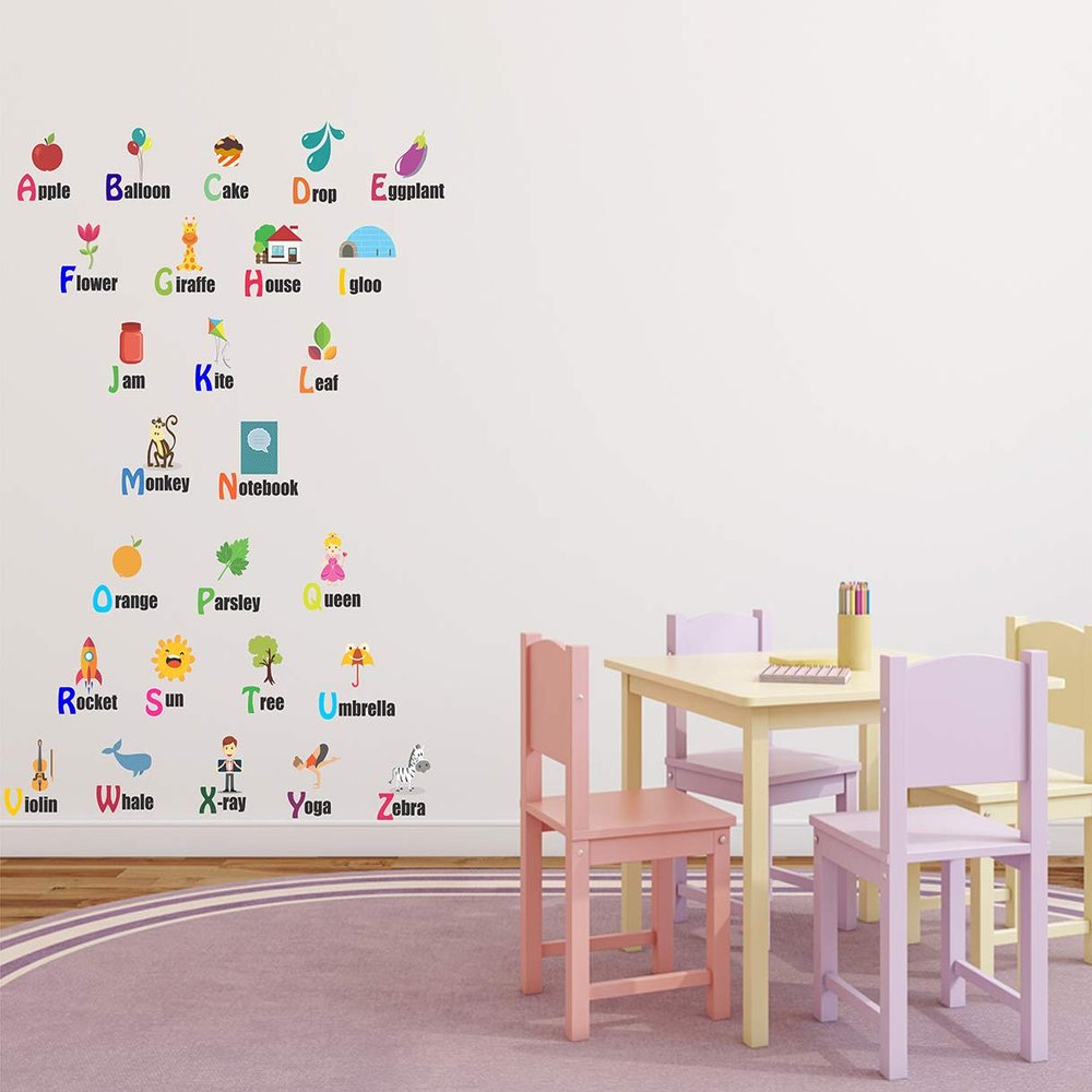 Littlebuds ABCD Alphabets Medium Vinyl Wallsticker(80 cm x 120 cm)