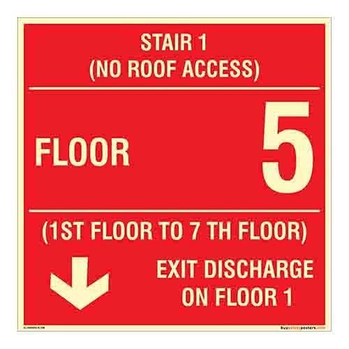 buysafetyposters.com - Emergency Floor Exit Instruction Glow Sign - Premium Quality Glow In Dark Eco Vinyl Sticker - (300 mm X 300 mm, Multicolor)