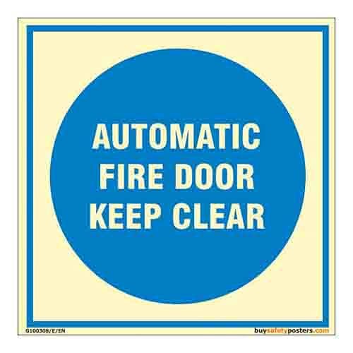 buysafetyposters.com - Automatic Fire Door Keep Clear Glow Sign - Premium Quality Glow In Dark Eco Vinyl Sticker - (300 mm X 300 mm, Multicolor)