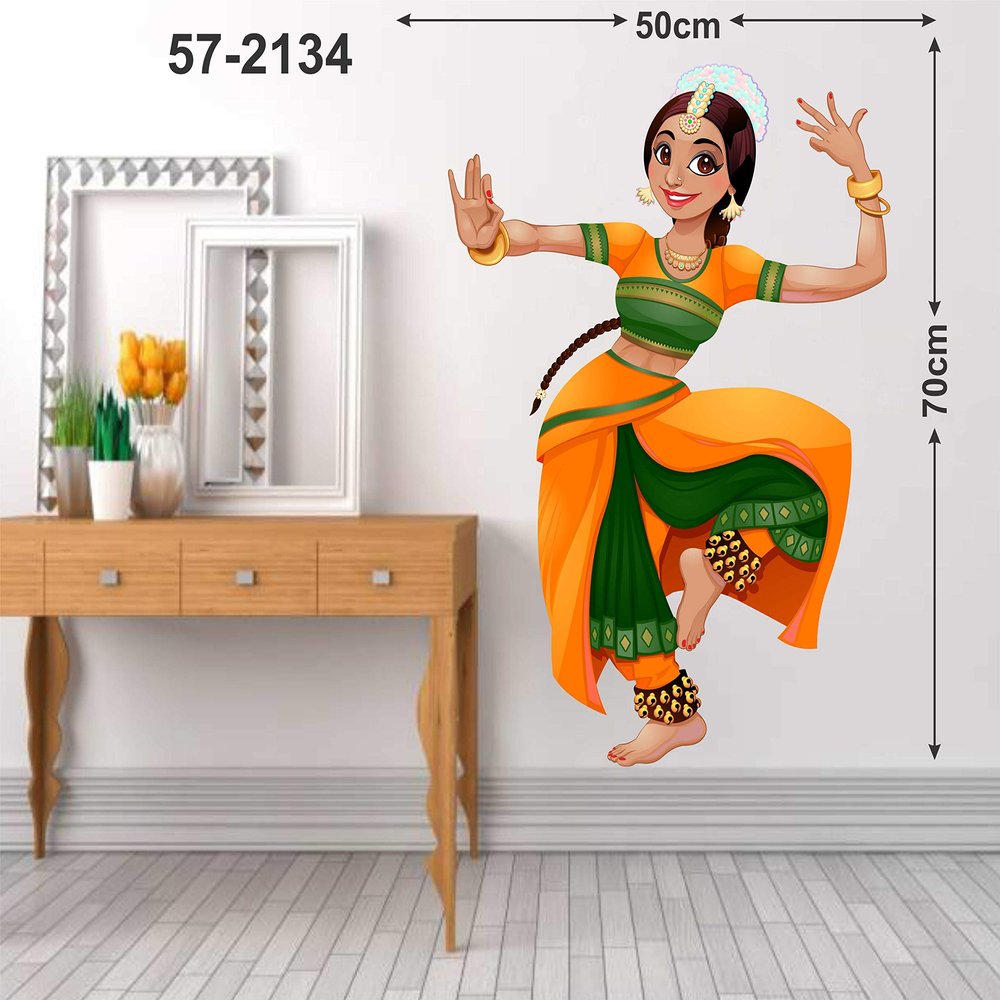 Littlebuds Bharathanatiyam Medium Vinyl Wallsticker (70 cm x 50 cm)