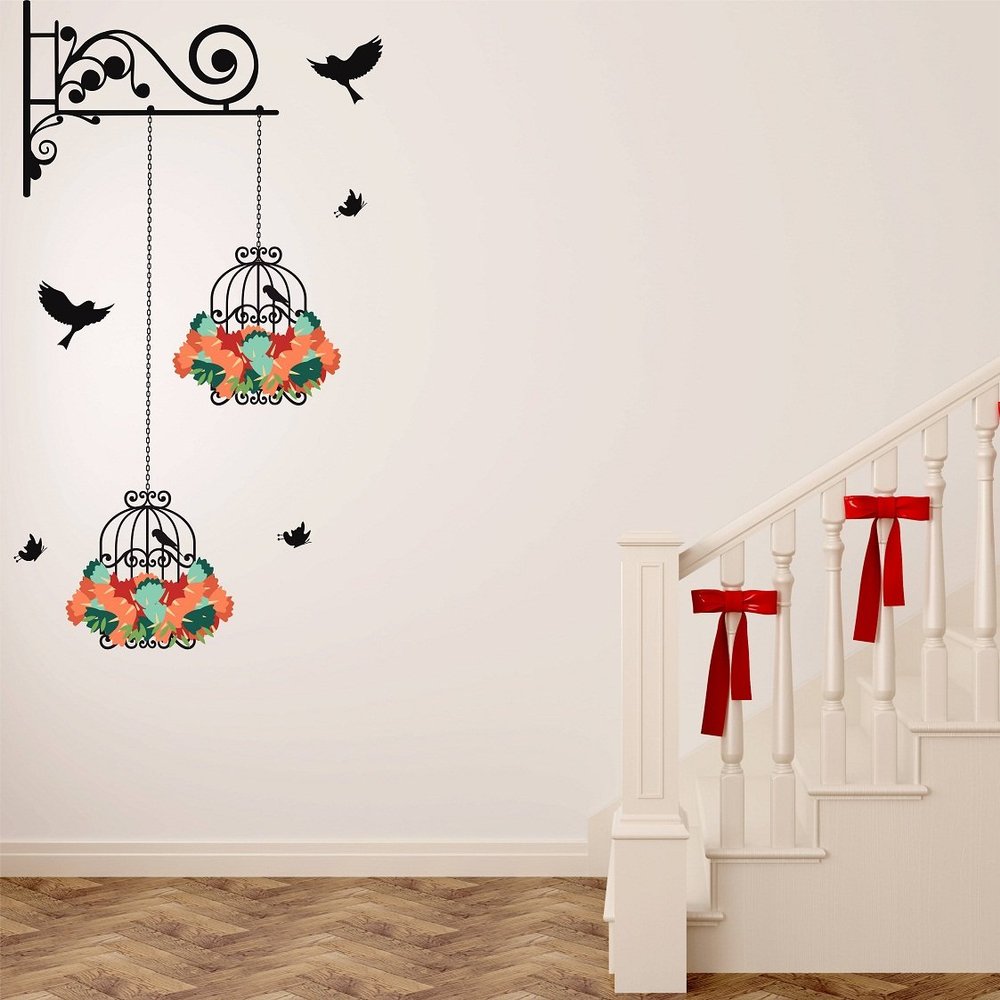 Littlebuds Birds Cages Medium Vinyl Wallsticker(115 cm x 65 cm)