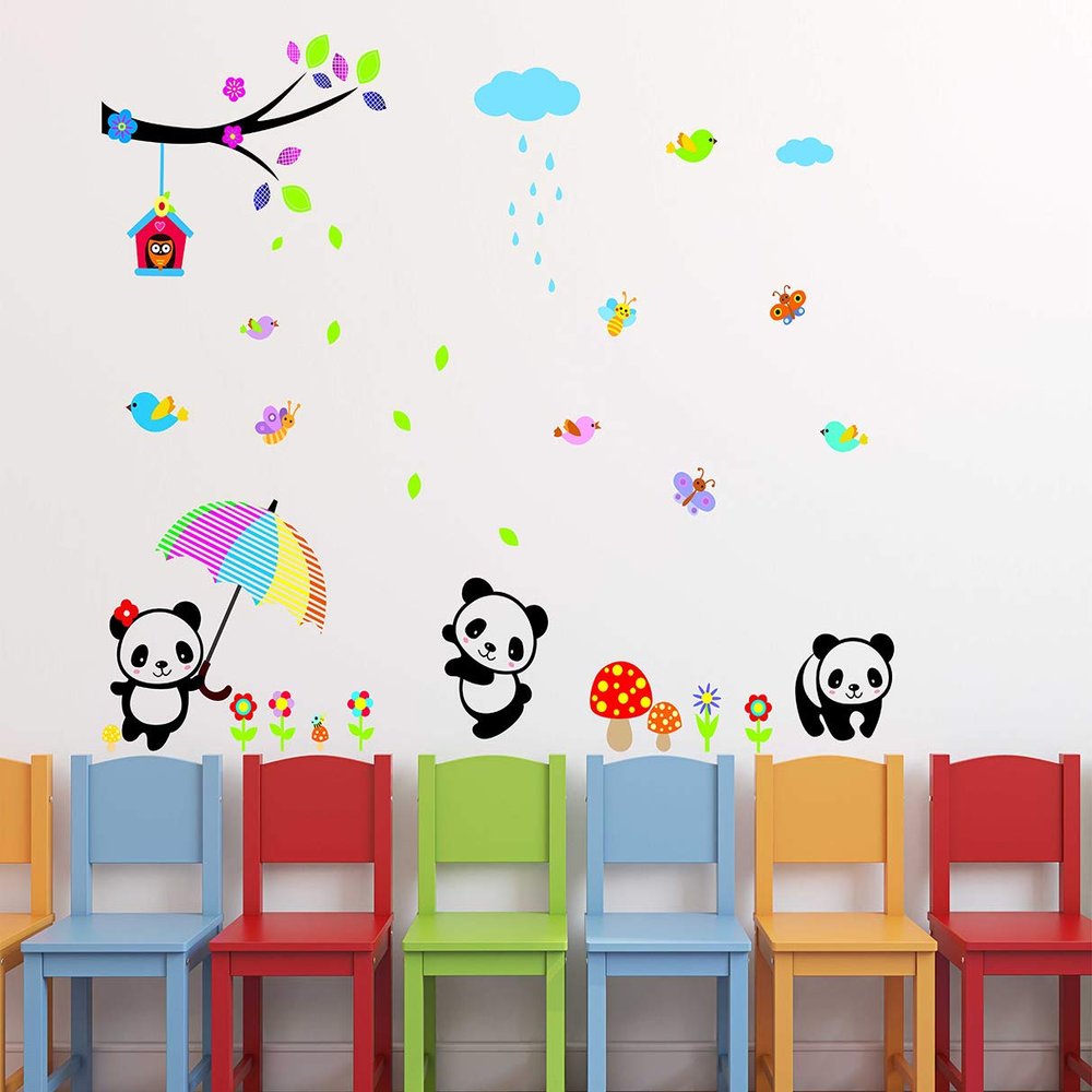 Littlebuds Rainy Teddy Medium Vinyl Wallsticker(140 cm x 120 cm)