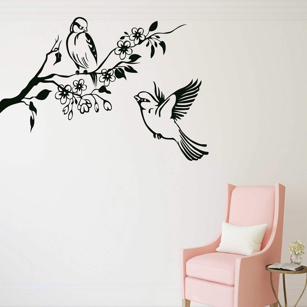 Littlebuds Birds Family Medium Vinyl Wallsticker(60 cm x 100 cm)