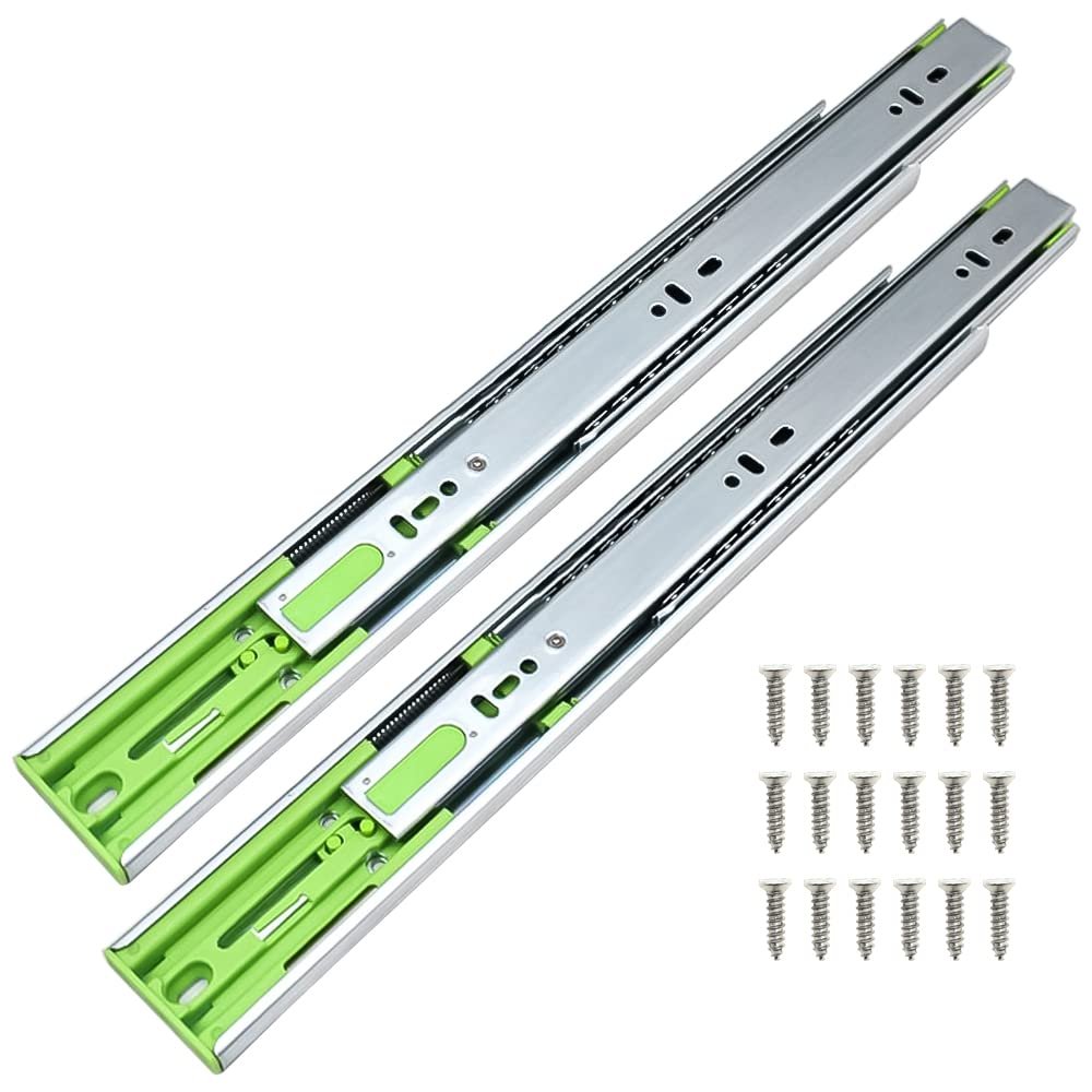 VOLO 14 Inch Soft Close Drawer Slide  Heavy Duty Telescopic Full Extension Ball Bearing Cabinet Channel, Load Capacity 50 Kg (Silver,1 Set)