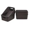 Bel Casa Royal Basket Small (Pack of 4) Multipurpose Plastic Storage Rectangular Baskets For Cosmetics Stationary Wardrobe Kitchen Washrooom & Livingroom I DARK BROWN view 1