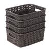 Bel Casa Royal Basket Small (Pack of 4) Multipurpose Plastic Storage Rectangular Baskets For Cosmetics Stationary Wardrobe Kitchen Washrooom & Livingroom I DARK BROWN view 2
