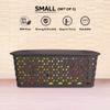Bel Casa Royal Basket Small (Pack of 3 With lids) Multipurpose Plastic Storage Rectangular Baskets For Cosmetics Stationary Wardrobe Kitchen Washrooom & Livingroom I DARK BROWN view 3