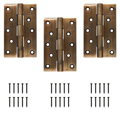 Volo Door Butt Hinges 5 inch / 4 inch x 10 Gauge/3 mm Thickness (Stainless Steel, Antique Finish) (5 Inch (Pack of 3 Pcs))