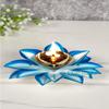 Collectible India Brass Diya Oil Lamp Stand Lotus Kamal Patti Diyas for Puja Home Temple Decor (Sky Blue) view 1