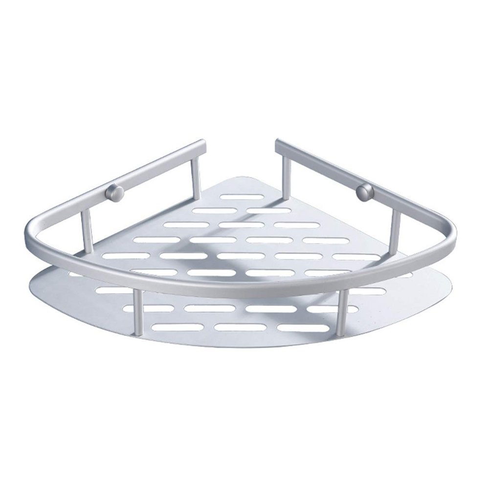 JENY Aluminum Triangle Basket Wall Mounted Single Corner Bathroom Shelf Bath Silver Shelves and Cosmetic Holder Single Corner(Silver)