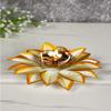 Collectible India Lotus Diyas for Puja Kamal Patti Brass Diya Oil Lamp Pooja Temple Home (White Yellow) view 1