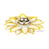 Collectible India Lotus Diyas for Puja Kamal Patti Brass Diya Oil Lamp Pooja Temple Home (White Yellow) view 3