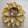 Collectible India Lotus Diyas for Puja Kamal Patti Brass Diya Oil Lamp Pooja Temple Home (White Yellow) view 4