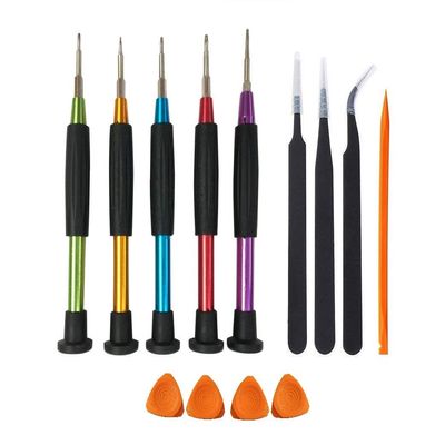 Wroughton 5 Metal Precision Screwdriver Set for Mobile Repairing With 4 Mobile Opener, 1 Fiber Plastic Stick Spudger and Set of 3 ESD Non-Magnetic Tweezers- Straight, Flat & Curved