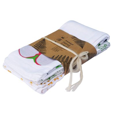 looms & weaves Unisex Premium Printed Cotton Hand and Face Towels, Ultra Soft, Light Weight and Highly Absorbent (45 cm x 75 cm, White) - 3 Pieces