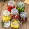 SQUARE Glass Pickle Jar & Container Airtight Swing Cap Leak Proof Rubber Gasket & Hinged Lid Kitchen Masala Cereal Dispenser Transparent STAINLESS Bail & Trigger Hermetic Seal 500 ml SET OF 1 view 3
