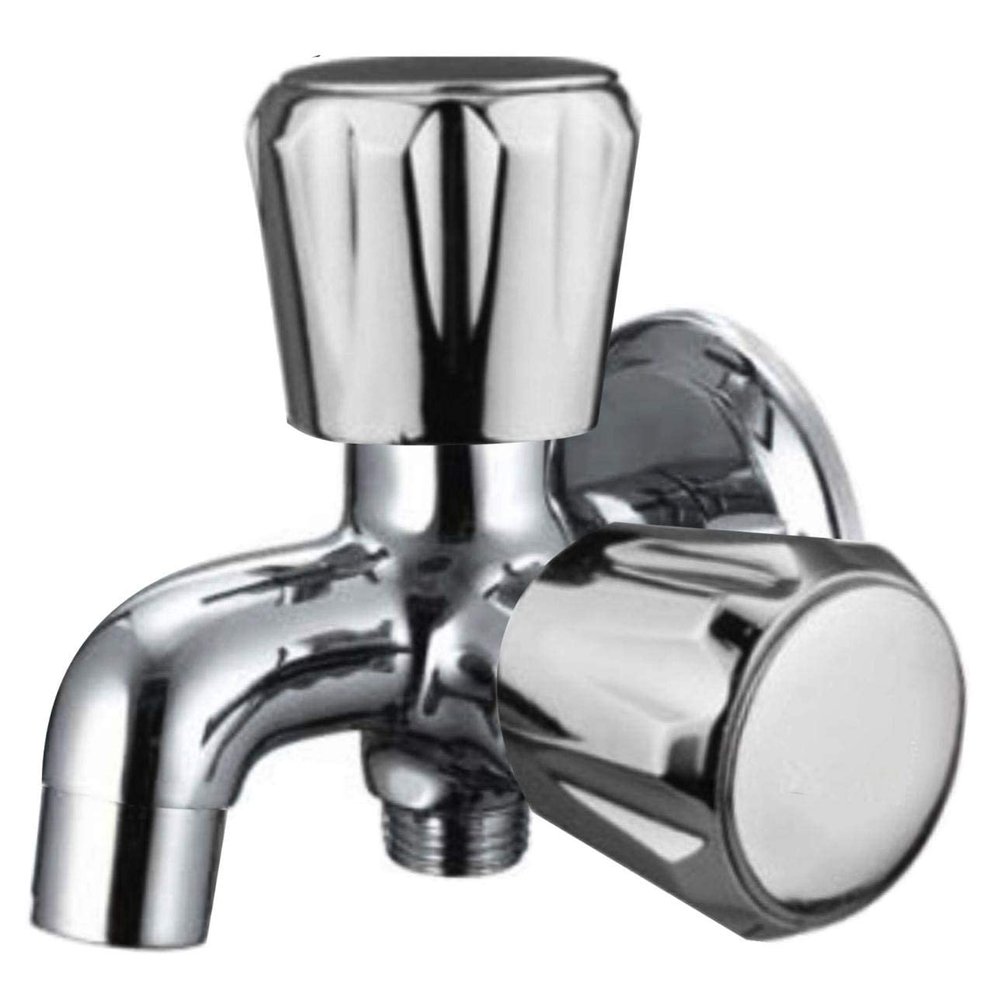 JAGGER JGR57 SLEEK 2 Way 2 in 1 Bib Cock Taps Compatible for Washing Machine, Bathroom, Toilet Hose with Teflon Tape and Wall Flange