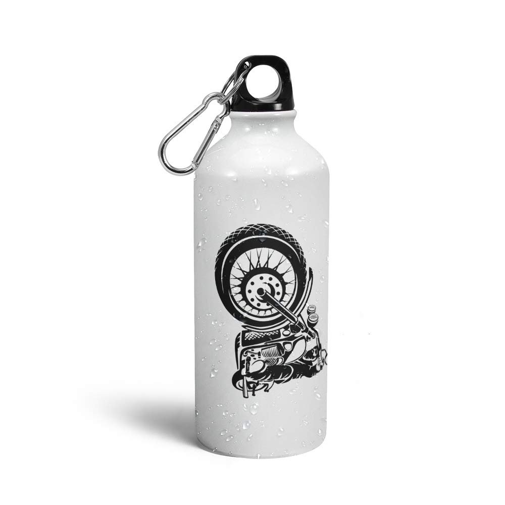 Prink Biker Printed Water Bottles for Men | Bike Print Sipper Bottles | Printed Aluminium Water Bottle for Bikers, Riders, Bike Lover, Motorcycle Boys, Sports, Gym | 600 ml
