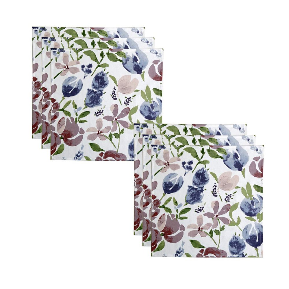 Bilberry Furnishing by Preeti Grover Dining Table Napkins 6 pcs Set of Large 43 x 43 cm (17 x 17 inch) - Multicolor - Absorbent Heavy Cotton Party Fabric Machine Washable for Home Restaurant Banquet & Hotel