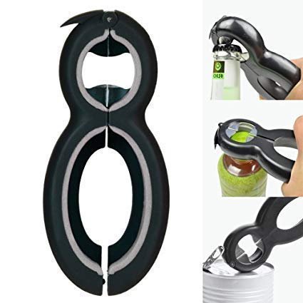 VENIVA 6 in 1 Multifunction Stainless Steel Can Opener Creative Beer Bottle Opener Fashion Jar Opener Practical Kitchen Tool-in Openers