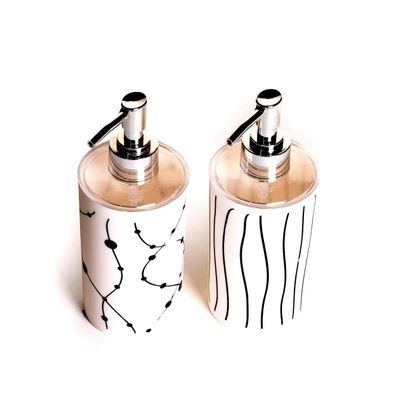 WON soap Dispenser Bottle Set with Pump for handwash in Bathroom Kitchen Sink, White Plastic Body and Chrome Finish top(Pack of 2)(Design as per Availability)