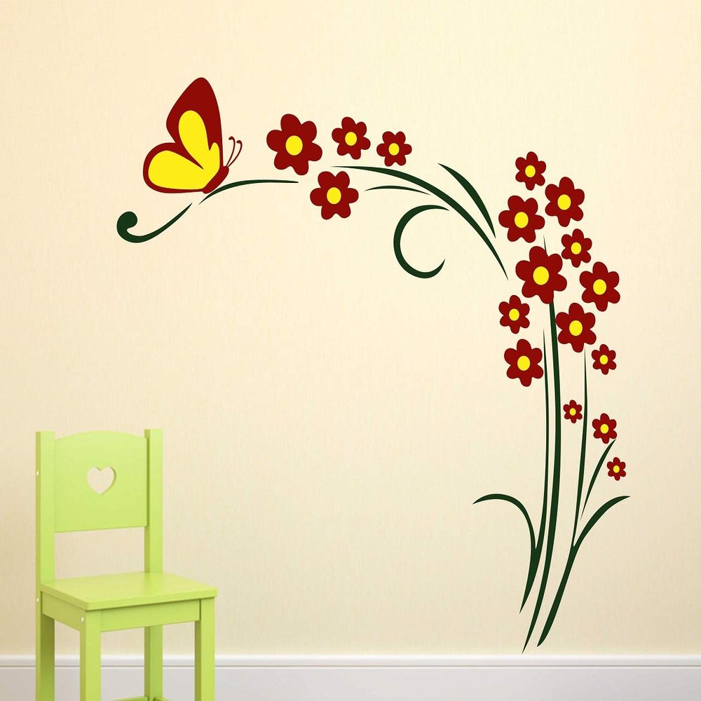 Littlebuds Flowers Medium Vinyl Wallsticker (90 cm x 90 cm)