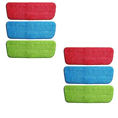 Vroxy 6 PCs Set Cleaning Pad Microfiber Mop Floor Dust Household Flat Refill Tool (Random Colour)