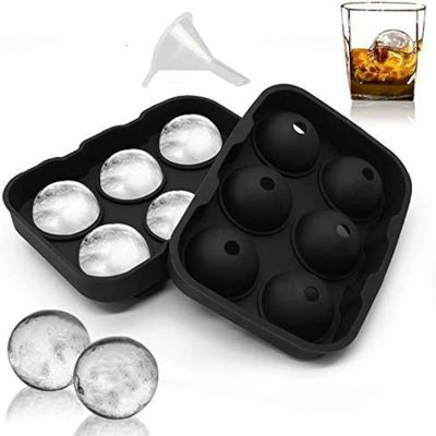 SEMITO Ice Ball Maker Reusable Ice Ball Mold Easy Release Round Silicone Round Ice Sphere Tray with Lids & Funnel for Bourbon, Whiskey Cocktail, Cold Drinks Pack of 1
