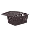 Cutting EDGE Unbreakable Plastic Turkish Baskets with Lid Fruit Vegetable Office Bathroom Stationary Home Rectangular Handle Basket (Set of 3, Brown, Small, Dimension:- 23.5X17X10.1 cm) view 3