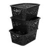 Cutting EDGE Turkish Baskets with Lid for Kitchen | Vegetables | Toys | Accessories (Set of 3, Black, Small, Dimension:- 23.5X17X10.1 cm) view 1