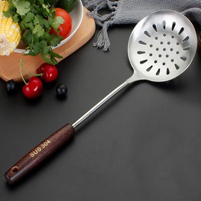 Leeonz Large Slotted Spoon, Stainless Steel Perfect Fry Ladle, Skimmer & Strainer | Multi-Use Slot Spoon Oil | 304 Stainless Steel, Heat Resistance, 38.3 X 11.9 X 3 Centimeters, Silver