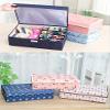 Vaoza Fabric 16 + 1 Foldable Storage Box/Closet Organizer/Drawer Organizer, Underwear Closet Storage for Socks, Bra, Panty, Tie, Scarf (Navy Blue Flower) view 3