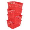 Cutting EDGE Unbreakable Plastic Turkish Baskets Without Lid for Fruit Vegetable Bathroom Stationary Toys Home Rectangular Basket (Set of 4, Red, Small, Dimension:- 23.5X17X10.1 cm) view 1