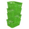 Cutting Edge Plastic Storage Turkish Baskets Without Lid Set of 4 Storing Fruit Vegetable Toys, Kitchen Bathroom Stationary Tools (Green, Small) view 1