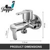 JAGGER JAG602 Mark Full Brass Quarter Turn 2 Way Angle Valve, Chrome Finish 2 in 1 Angle Valve for Pipe Connection in Bathroom with Wall Flange and Teflon Tape view 2