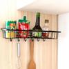 Dayish GI Metal Wall Mount Kitchen Spice Rack, Bathroom Shelf, Wardrobe Hanging Storage Shelf Holder and Bottle Storage Organizer Rack with 6 Hooks for Kitchen and Bathroom view 3
