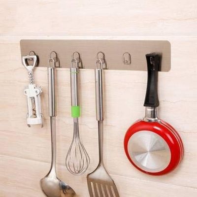 STOIQE Wooden Adhesive Wall Hooks for Towel Bathroom Transparent Heavy Duty Wall Hook No Drill for Coat/Towel/Key Robe on Door/Kitchen/Bathroom - Pack of 6 (Simple Hanger, 2 Pcs)