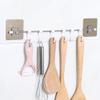 STOIQE Plastic Magic Sticker ABS Stainless Steel Series Self Adhesive Bathroom Towel Rail Utensil Rack Kitchen Hanger Hooks for Cup (White, 40 X 7 cm) -6 Hooks (Hook Hanger, 2 Pcs) view 1