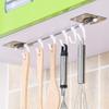 STOIQE Plastic Magic Sticker ABS Stainless Steel Series Self Adhesive Bathroom Towel Rail Utensil Rack Kitchen Hanger Hooks for Cup (White, 40 X 7 cm) -6 Hooks (Hook Hanger, 2 Pcs) view 2