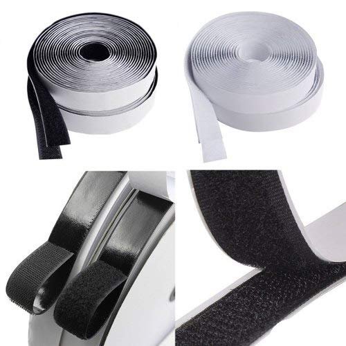 Welar Strong Adhesive Back Mounting Sticky Hook and Loop Tape Touch Fasteners Roll, Width - 20mm (Color - Black, Size - 15 Meter)