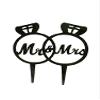 Shopping Time Diamond Ring Mr and Mrs Black Acrylic Cake Topper view 1